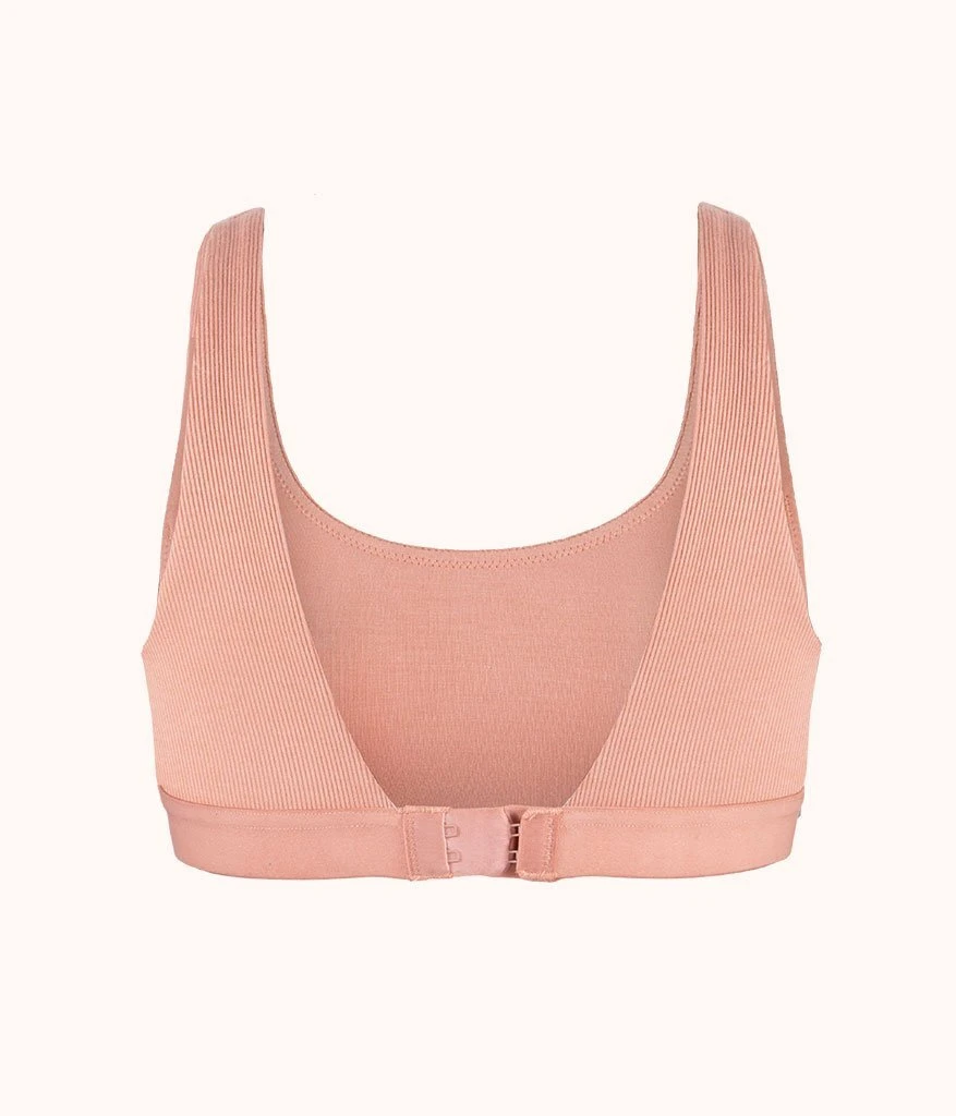 The Ribbed Scoop Back Bralette: Shell Pink - Image 5