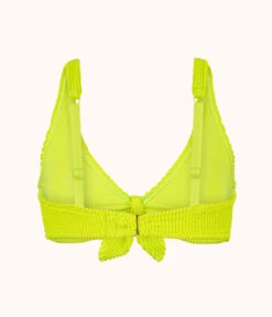 The Ruched Plunge Bralette: Electric Lime -KIKIO Underwear Shop 5 product flat back ruched plunge bralette electric lime