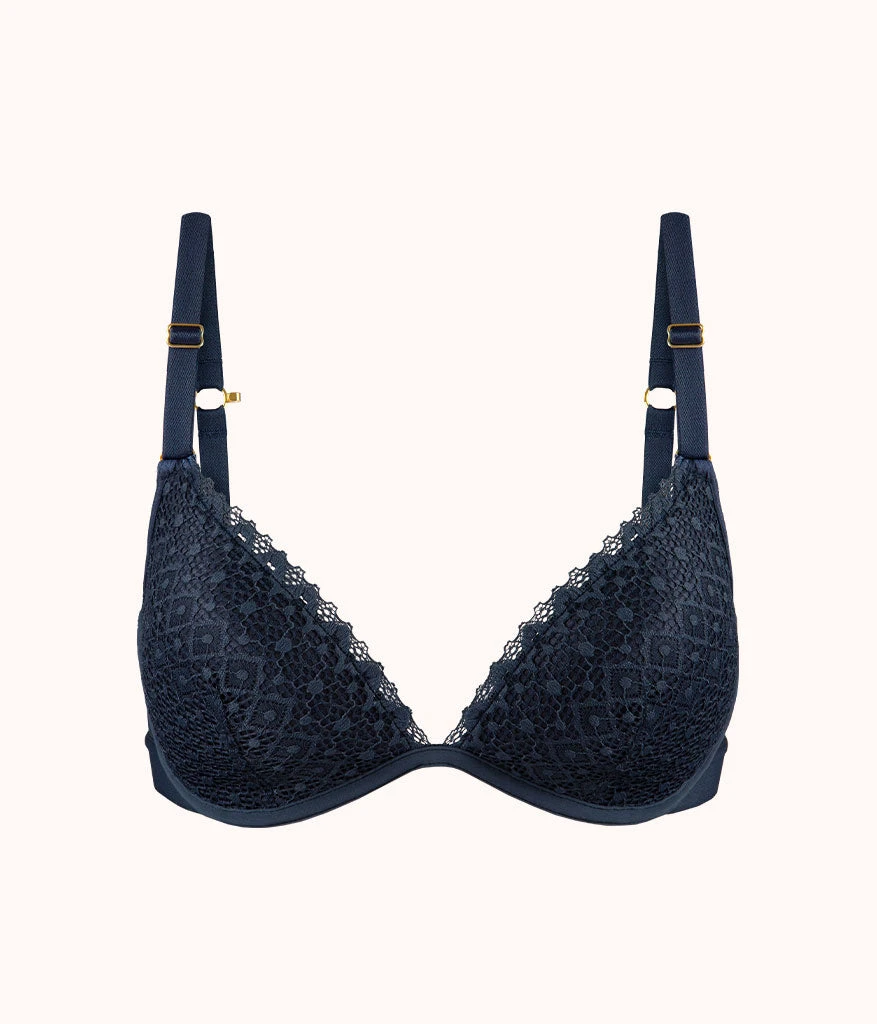 The Crochet Lace Deep V No-Wire Push-Up: Navy 7 The Crochet Lace Deep V No-Wire Push-Up: Navy - Image 5