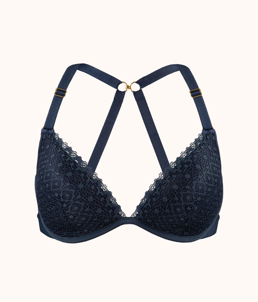 The Crochet Lace Deep V No-Wire Push-Up: Navy 8 The Crochet Lace Deep V No-Wire Push-Up: Navy - Image 6