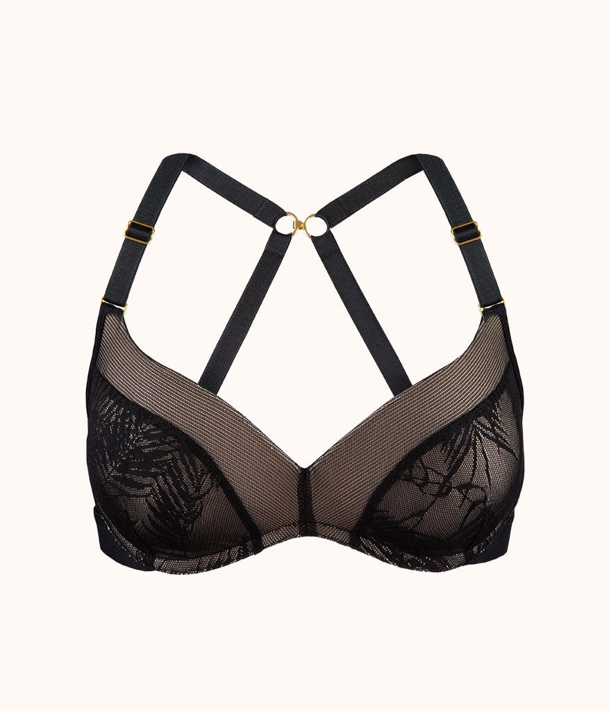 The Smooth Lace No-Wire Push-Up Bra: Jet Black/Soft Pink - Image 6