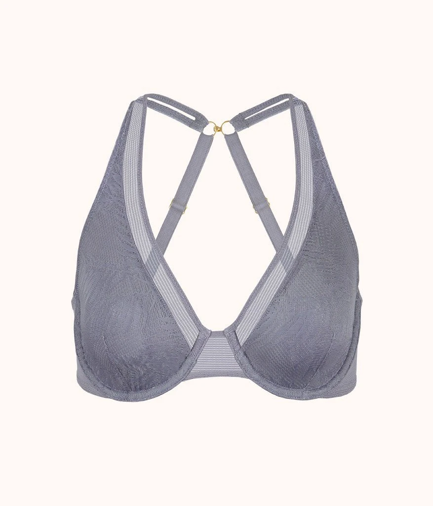 The Smooth Lace Plunge Bra: Smoke 8 The Smooth Lace Plunge Bra: Smoke - Image 6