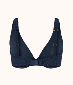 The Crochet Lace Unlined Plunge Bra: Navy 17 The Crochet Lace Unlined Plunge Bra: Navy -KIKIO Underwear Shop 7 product flat back crochet lace unlined plunge bra navy