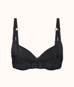 The Smooth Lace No-Wire Push-Up Bra: Jet Black/Soft Pink -KIKIO Underwear Shop 7 product flat back smooth lace no wire push up jet black