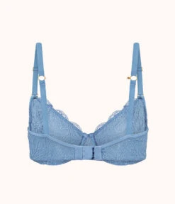 The Unlined Lace Bra: Vintage Indigo -KIKIO Underwear Shop 7 product flat back unlined lace bra vintage indigo