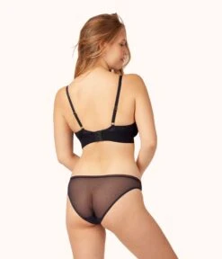 The Busty Stripe Mesh Bralette: Jet Black -KIKIO Underwear Shop on model back busty stripe mesh bralette jet black c2de97ef 63ff 4966 89e5 7b2f0ebbef61