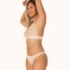 The Palm Lace Thong: Toasted Almond -KIKIO Underwear Shop on model front1 palm lace thong toasted almond 9d47179b 40fc 4b2a ae10 604a986291bc