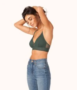 KIKIO Underwear Shop -KIKIO Underwear Shop on model front1 stripe mesh bralette green 31a937af 63c5 42a5 9b3d ce67e5110c65
