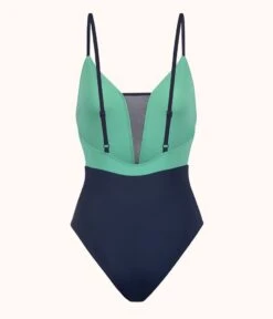 The V One Piece: Mint/Navy -KIKIO Underwear Shop product flat back v one piece navy mint 6075b03c d843 4ed8 89c3 cfbec6a89f2b