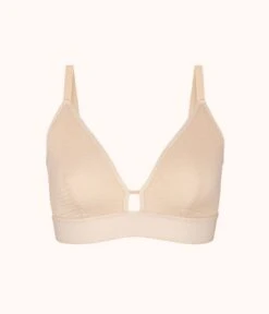 The Busty Stripe Mesh Bralette: Toasted Almond -KIKIO Underwear Shop product flat front busty stripe mesh bralette toasted almond 524f7884 0fc1 4871 8479 35abcbc740e0