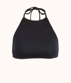 The High-Neck Halter: Jet Black -KIKIO Underwear Shop product flat front crop halter jet black 5e66d257 4c9b 4cbb b7ec f8dd379ed49a
