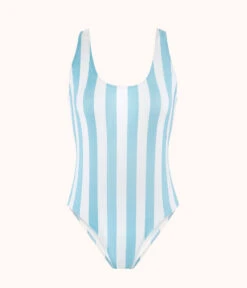 The Tank One Piece - Print: Cabana Stripe -KIKIO Underwear Shop product flat front tank one piece cabana stripe