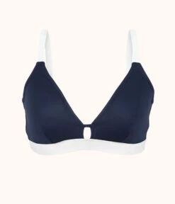 The Busty Bralette: Navy/White -KIKIO Underwear Shop product flat front the busty bralette top navy white 656636d0 fb42 4c38 8604 aed9445653a0